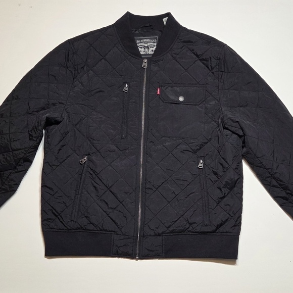 Levi's Men's Black Diamond Quilted Bomber Jacket New Size XXL - Picture 1 of 7